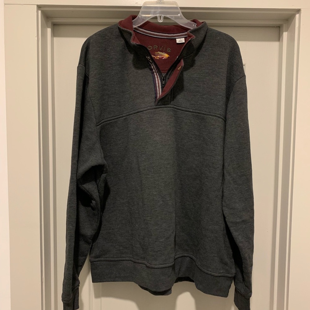 Orvis signature Quarter ZIP sweater burgundy Fly